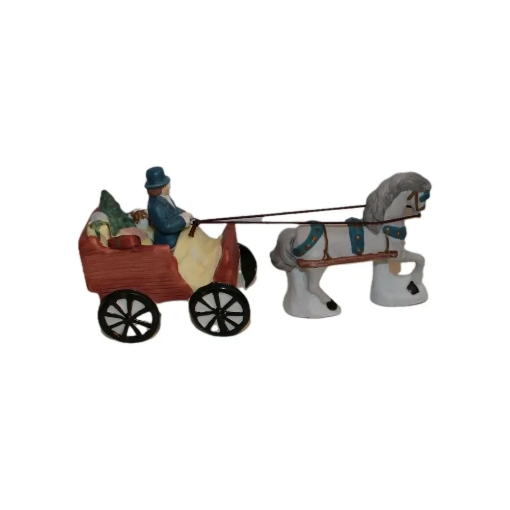 Vintage Venture Memories Village Porcelain Horse Drawn Carriage